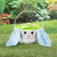 thumbnail image 2 of Personalized Planet Floppy Ear Boy Bunny Liner with Custom Name Embroidered in Blue Thread on White Woven Spring Easter Basket with Collapsible Handle for Egg Hunt or Book Toy Storage, 2 of 5
