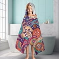 thumbnail image 6 of Multicolor Paisley and Floral Pattern Hooded Bath Towel，60"x35" for Ages 3 To 12 Kids, Quick Dry Lightweight Soft Microfiber Hood Beach Towel Cover Up for Kids, 6 of 7