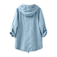 thumbnail image 4 of Abomasnow Roll Up 3/4 Sleeve Hoodies for Women Lightweight Button Down Business Shirts UPF 50+ UV Sun Protection Outdoor Shirts, 4 of 9