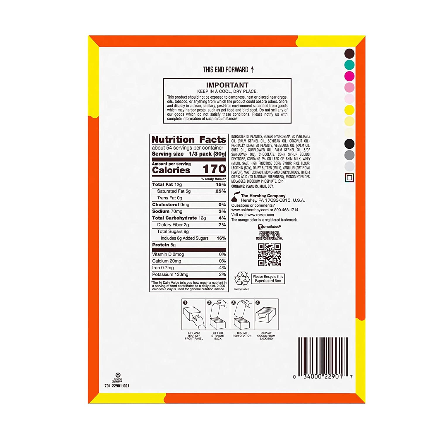 REESE'S Crunchy Peanut King Size Chocolate Candy Bar, 3.2 oz. (Pack of 18)