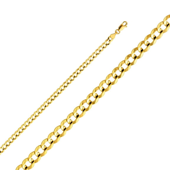 14k Yellow Gold 4.7mm Concave Cuban Solid Curb Chain Link Necklace 20" Jewelry Female Unisex