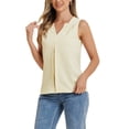 thumbnail image 4 of INSPIRE CHIC Women's Office Work V Neck Sleeveless Chiffon Blouse L Apricot, 4 of 6