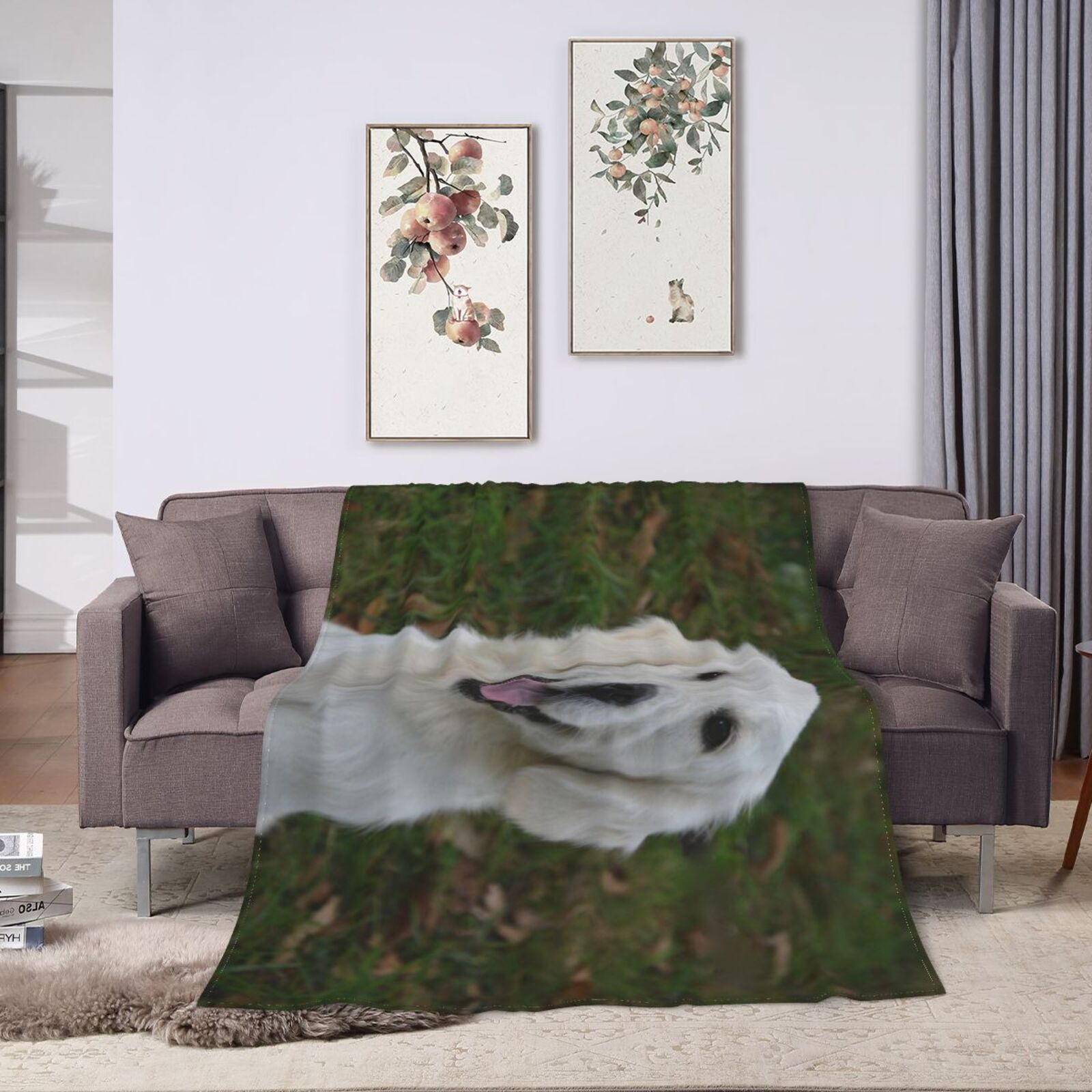 Wijzvio Golden Retriever Dogs Throw Blanket Soft Fuzzy Fleece Blanket For Couch Bed Living Room Decoration 60"X50"