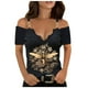 thumbnail image 2 of Pntutb Blusa de manga corta con cuello en V suelta con estampado floral roto para mujer Pntutb Pntutb-7593, 2 of 7