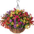 thumbnail image 1 of Cesta colgante artificial con plantas y flores HyeFlora Daisy, 1 of 8