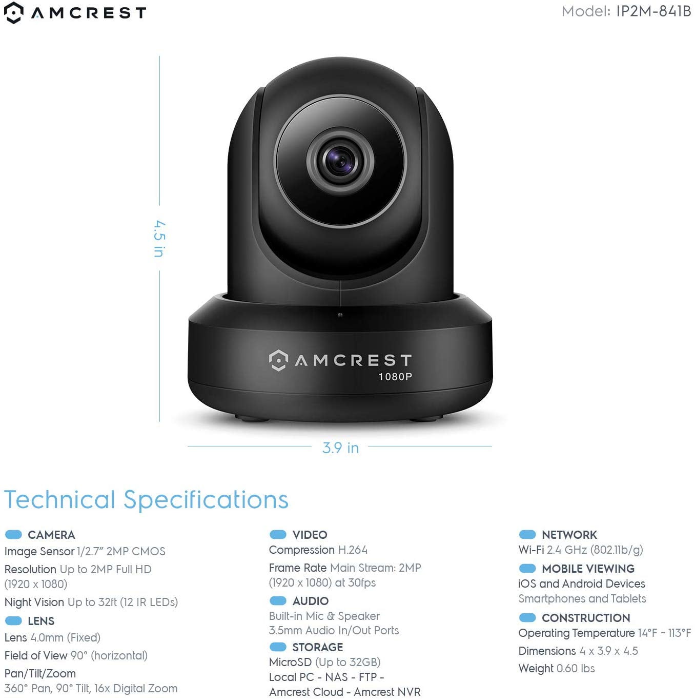 Pre-Installed 1TB Hard Drive, No Built-in WiFi NV2108-1TB Supports up to 8 x 4K IP Cameras Amcrest NV2108-HS 8CH 1080P//3MP//4MP//5MP//6MP//4K Network Video Recorder