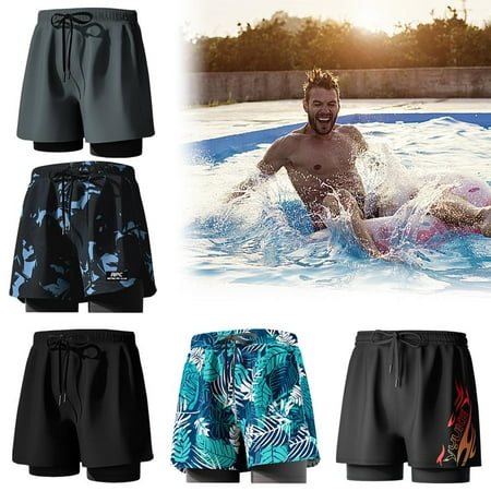 Arcweg Maillot De Bain Homme Long 2 En 1 Avec Doublure Compression Et Poches Zippées - Quick Dry