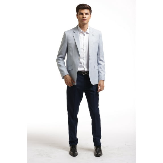 Elie Balleh Baby Blue Solid Melange Men's Blazers Sports Coat Jacket