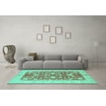 thumbnail image 3 of Ahgly Company Indoor Round Oriental Turquoise Blue Traditional Area Rugs, 4' Round, 3 of 4
