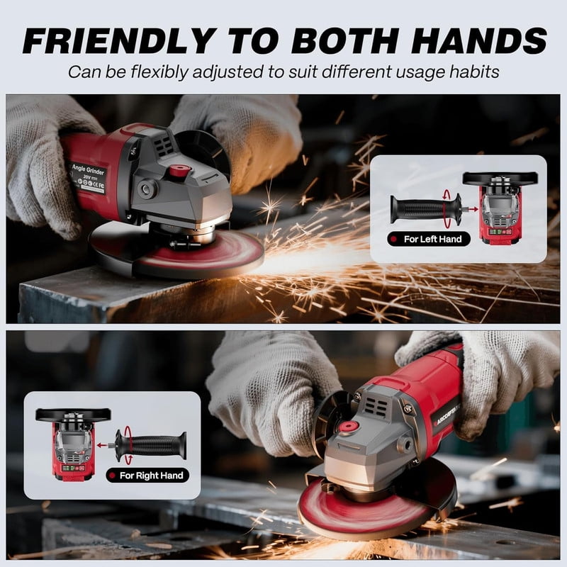 ARCCAPTAIN 5" Brushless Angle Grinder Kit w/ 2 Batteries | 9500 RPM Paddle Switch | 180° Rotatable Head for Cutting, Grinding, and Polishing