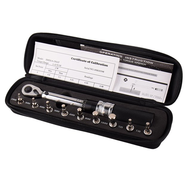 1/4" DR 1-25Nm Mini Adjustable Bike Torque Wrench Set Bicycle Fixing Tools Kit Ratchet Mechanical Torque Spanner Manual Wrenches