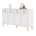 thumbnail image 1 of Noble House Sideboard with Gold Handles and Legs,4 Doors,4 Drawers,White, 1 of 10