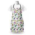 thumbnail image 3 of Emoticon Apron, Vivid Colored Composition of Fun Retro Cartoon in 80s and 90s Comic Style, Unisex Kitchen Bib with Adjustable Neck for Cooking Gardening, Adult Size, Multicolor, by Ambesonne, 3 of 4