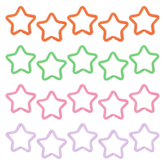 SOPOTUTU 20Pcs Assorted Color Metal Five Pointed Star Keychain for Decor and Crafting Accessories