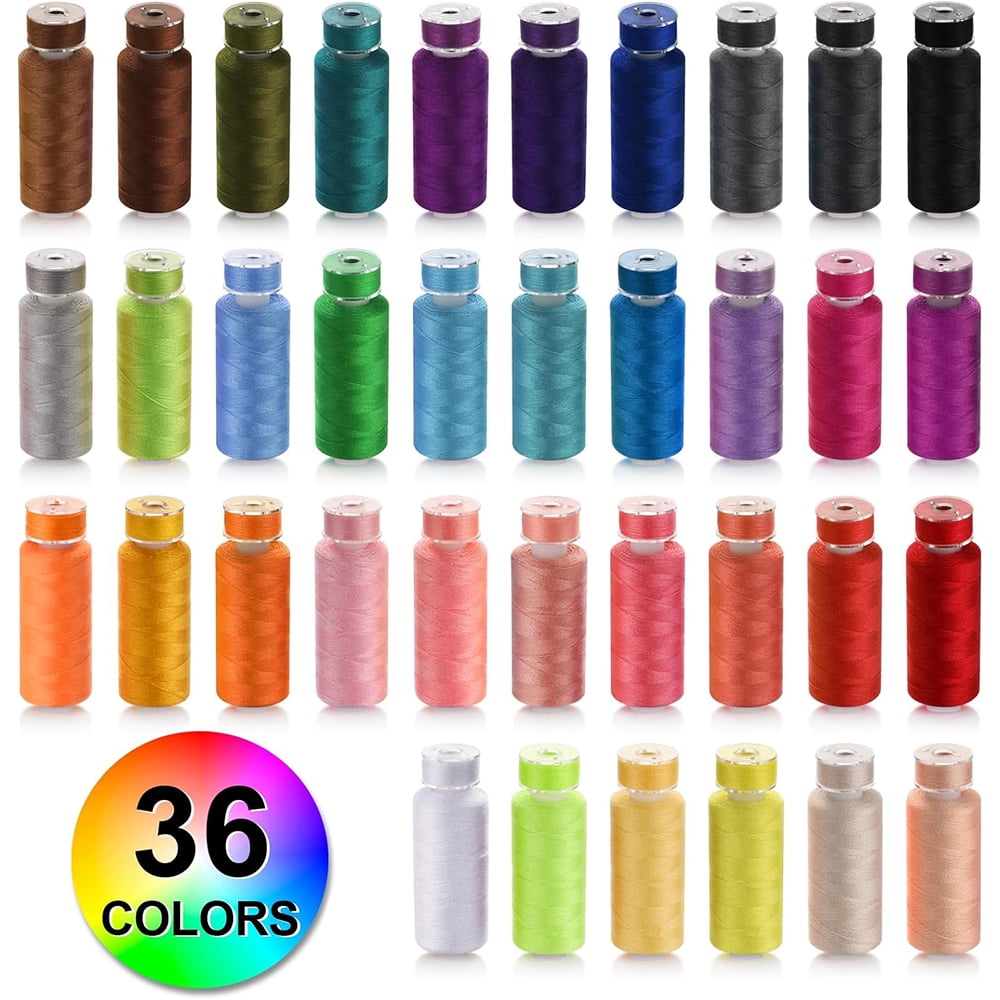 Januofit 72pcs Sewing Thread Kit, 36 Colors, 400 Yards per Spool Polyester Thread, Prewound Bobbins, Sewing Machine Threads