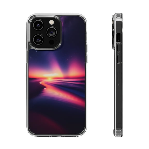 DistinctInk Hybrid (Acrylic / TPU) Clear Slim Fit Case for Apple iPhone 13 Pro MAX (6.7" Screen) - "Twilight Waters: A Celestial Symphony Unveiled"