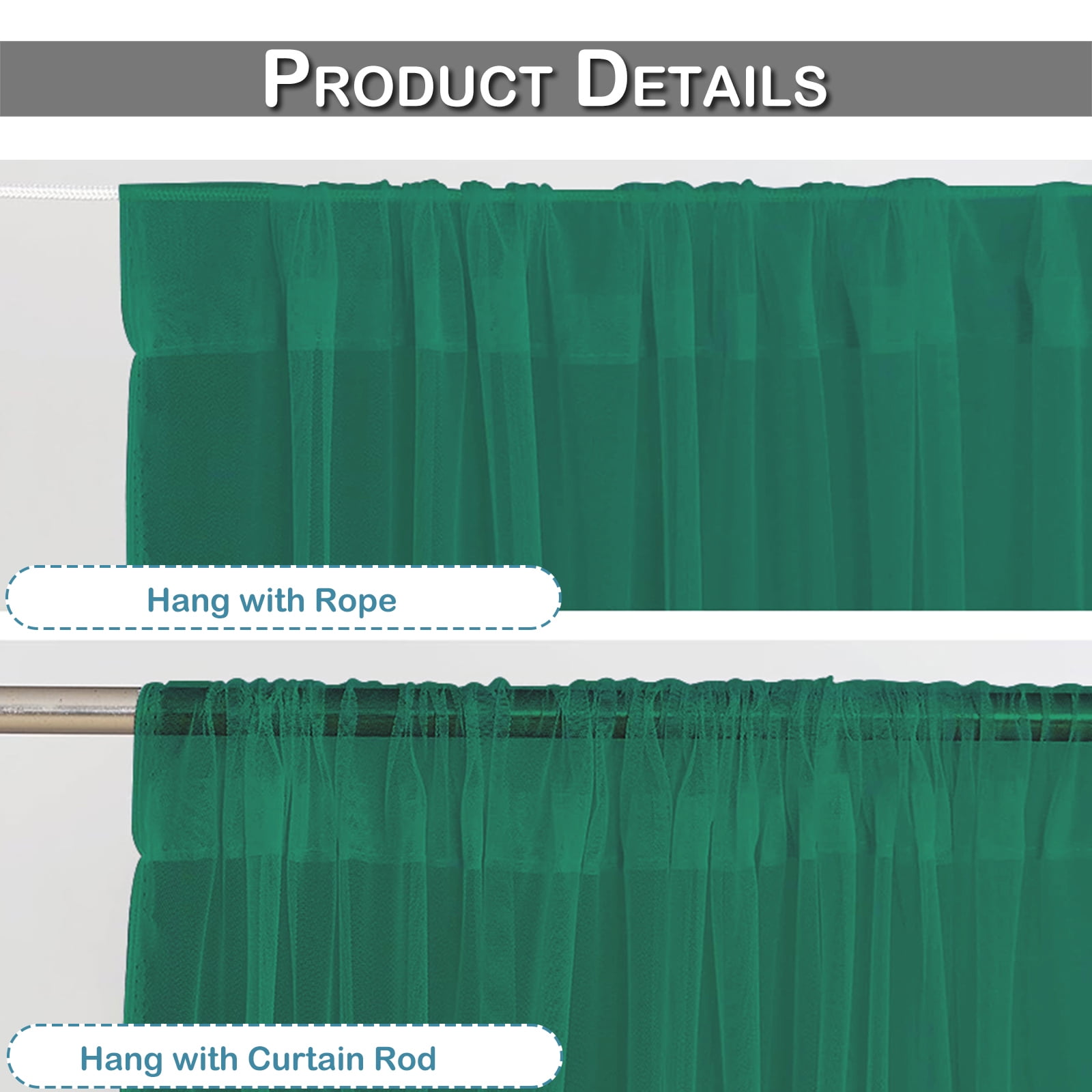 Rosnek Mosquito Netting for Patio Outdoor Curtains, Lightweight Mosquito Screen Mesh DIY Size Adjustable for Patio Porch Garden, 1 Panel
