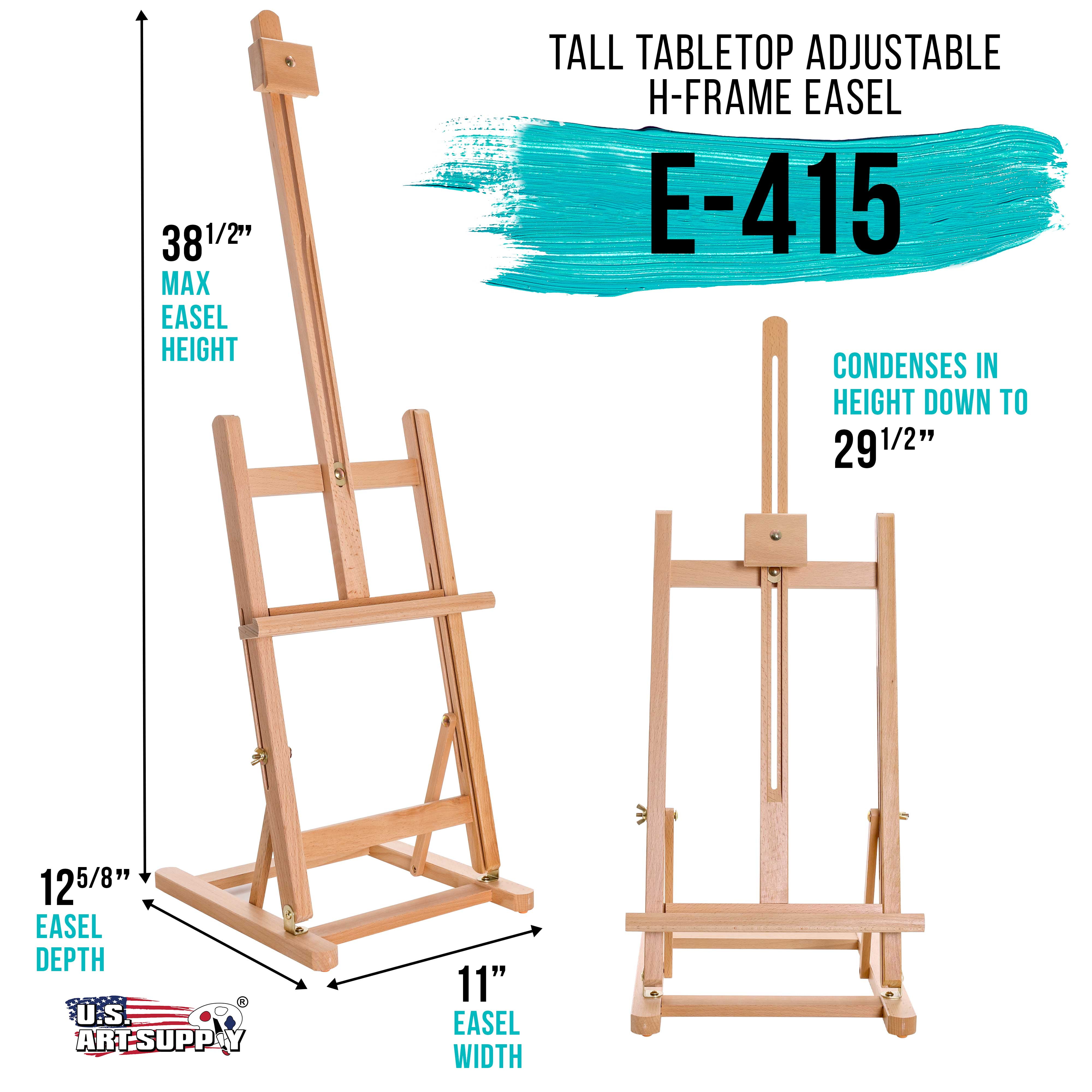U.S. Art Supply 38" High Tabletop Wooden H-Frame Studio Easel - Artists Adjustable Beechwood Painting Display Easel, 22"