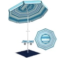 thumbnail image 1 of Outsunny 6 ft Portable Beach Umbrella with Table, Sand Anchor, Dark Blue, 1 of 10