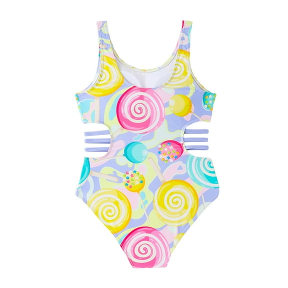 Zshosam Little Girl Bathing Suit Girls Swimsuit One Piece Bathing Suit with Adjustable Straps Cute Little Kids Swimming Suits Beach Swimwear Size 9T 10T,(Light Purple 9-10 Years)