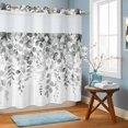 thumbnail image 2 of No Hook Shower Curtain Decorative Eucalyptus Grey Waterproof Bathtub Bath Curtains Farmhouse Leaves Summer Spring Leaf Extra Long Shower Curtain Bathroom Decor with See Through Top Window 72x78 Inch, 2 of 9