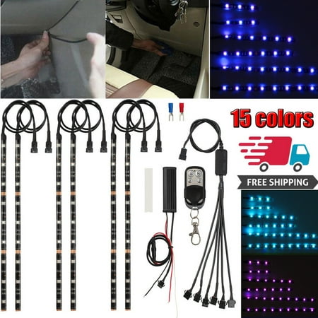 Car Interior Lights 6pcs Rgb Led Car Strip Lights Kit 15