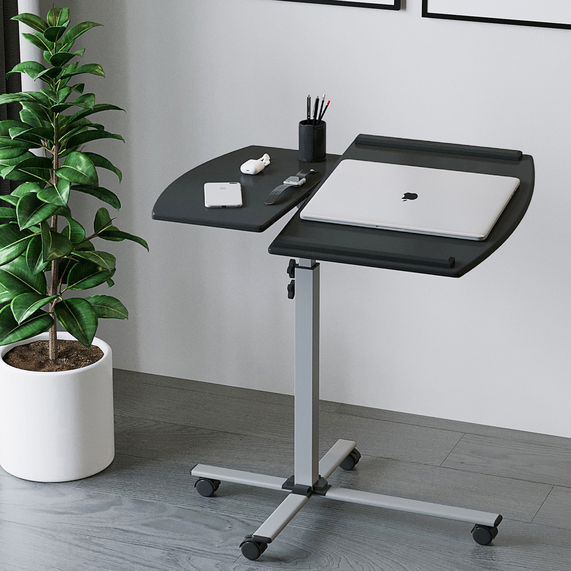 Mobile Laptop Cart with Tilted Tabletop and Wheels, SYNGAR Rolling
