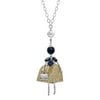 Le Amiche Silver-tone Blue Jade Golden Dress Doll Charm Pendant With Chain; for Adults and Teens; for Women and Men