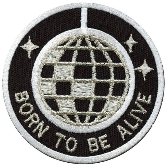 Born To Be Alive Disco Ball Round Embroidered Iron On Patch