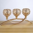 thumbnail image 2 of Candelabro de cristal Zulema con 3 brazos para bodas Adornos de Buffet dorado, 2 of 7