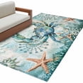 thumbnail image 2 of 4x6Ft Area Rugs Coastal Crab Non-Skid Rubber Backing Large Rectangle Rugs - Living Room Bedroom Home Office, Teal Nautical Beach Starfish Vintage Indoor Floor Mat Carpets Washable Rug, 2 of 9