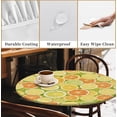 thumbnail image 3 of Round Fitted Tablecloth with Elastic Edge, Waterproof Stain Resistant Fabric Table Cover for 36"-65" Round Table, Indoor Outdoor Dining, Kitchen Decor, Camping, Holiday, Party, 3 of 7