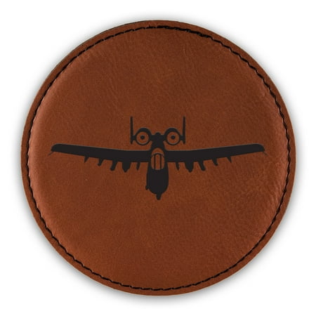 

A-10 Thunderbolt II Coaster Laser Engraved Leatherette - Round Coasters - Many Colors - Single / Coasters Sets - a10 attack aircraft warthog hog