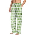 thumbnail image 6 of Uemuo Light green argyle Pattern Men's Wide Leg Palazzo Lounge Pants with Pockets Light Weight Loose Comfy Casual Pajama Pants-XX-Large, 6 of 6
