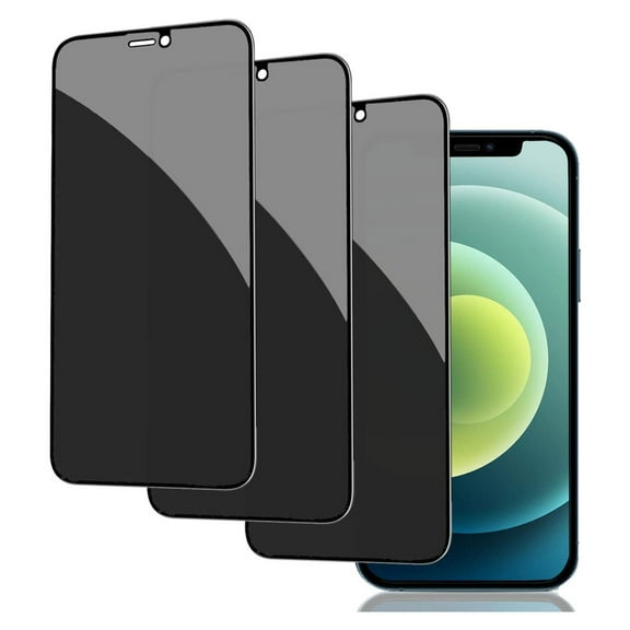 3 Pack Privacy Screen Protector. for iPhone 12/Pro - Tempered Glass Curved Anti-Spy Anti-Peep 3D Edge For iPhone 12/Pro