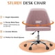 thumbnail image 4 of Silla de escritorio Simple Deluxe sin brazos rosa con ruedas, 4 of 7