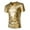 Yellow, variant on Mens Shirts Short Sleeve Tops Casual Shiny V-Neck Teen Trend Slim Yellow