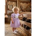 thumbnail image 6 of BemeyourBBs Toddler Baby Girl Summer Plaid Gingham Smocked Dress 6 12 18 24 Months 2 3 4 Years Puff Short Sleeve Cute Crab Starfish Embroidery Doll Collar A-Line Summer Beach Holiday Party Dress, 6 of 9