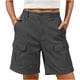 thumbnail image 1 of Pantalones de Carga de las Mujeres con Bolsillos Color Sólido Ropa de Trabajo Elástica Cintura Multi-Bolsillo Pantalones de Cinco Pulgadas, 1 of 6