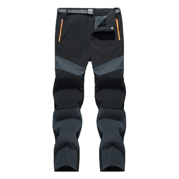 JUUYY Men's Outdoor Snow Ski Pants Waterproof and Windproof Thick Warm Color Block Trendy Hiking Pants Dark Gray XXXL