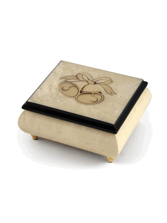 Handcrafted Ivory Wedding Bells Italian Musical Jewelry Box - Imagine