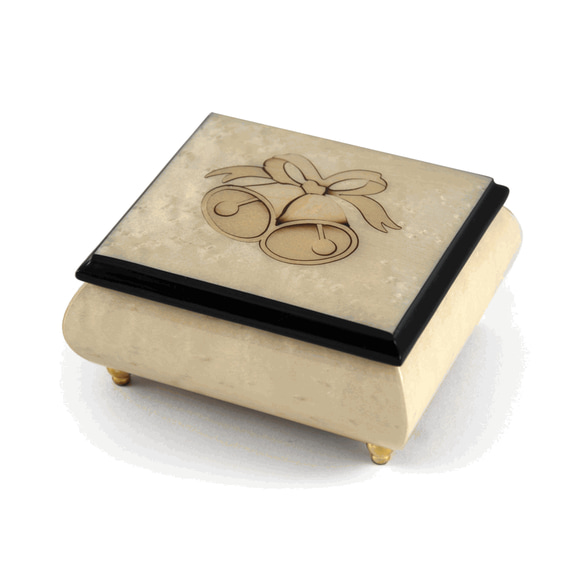 Handcrafted Ivory Wedding Bells Italian Musical Jewelry Box - Once Upon A December