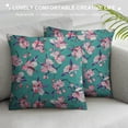 thumbnail image 3 of Nawypu Turquoise Throw Pillow Cushion Cover, A Floral Pattern with Bunch of s Flowers and Berries on The Branch Boho Style Print, Decorative Square Accent Pillow Case,Purple Teal, 3 of 5