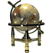 Unique Art 80-GT-PEARL-GOLD 6-Inch Tall Pearl Swirl Ocean Mini Table Top Gemstone World Globe with Gold Tripod