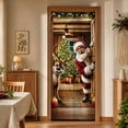 thumbnail image 5 of Christmas Santa Reindeer Door Cover Peeking Design Hanging Decoration For Front Door Porch Holiday Party Home Decor, 5 of 7