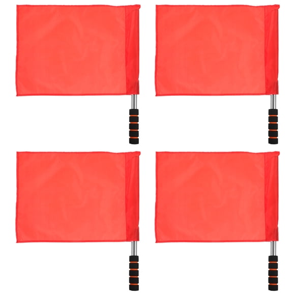 Bandera de árbitro para eventos de pista y campo, bandera de poste de acero inoxidable, banderas de señal manual (rojo), 4 Uds.