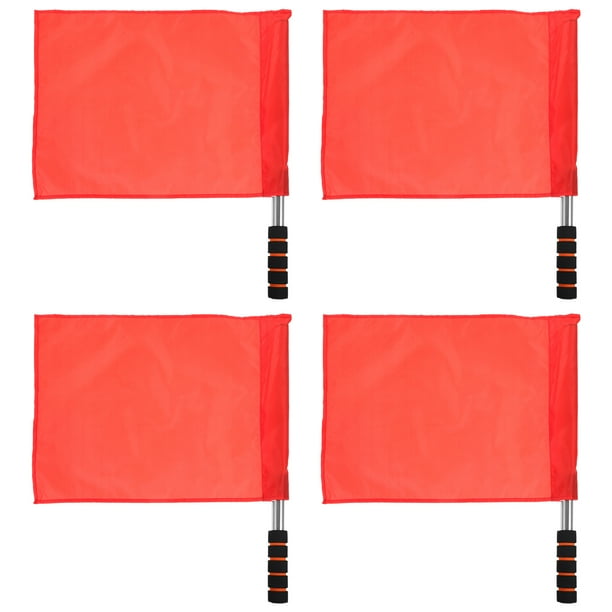 Bandera de árbitro para eventos de pista y campo, bandera de poste de acero inoxidable, banderas de señal manual (rojo), 4 Uds.