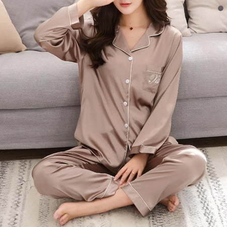 

Women Ladies Casual Spring Pure Color Long-sleeved Comfortable Home Pyjamas Set