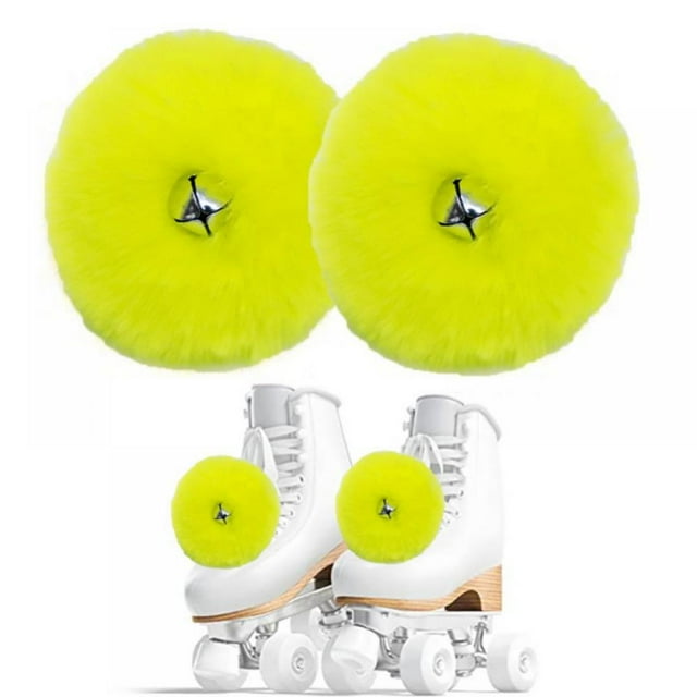 2 Pieces Roller Skate Pom Poms with Jingle Bells for Women Girls