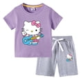 thumbnail image 4 of Hello Kitty verano niños pequeños de algodón de manga corta camiseta traje niños pantalones cortos de manga corta conjunto de dos piezas ropa para niños, 4 of 5